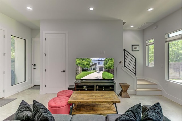 600 Blackson Ave Unit 2, Austin, TX 78752 - living area featuring recessed lighting, healthy amount of natural light, and stairs
