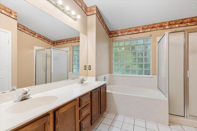 4125 Licorice Ln, Austin, TX 78728 - bathroom with a shower stall, a bath, plenty of natural light, and double vanity