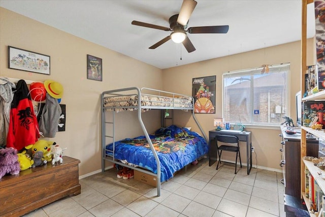 4125 Licorice Ln, Austin, TX 78728 - tiled bedroom featuring baseboards and ceiling fan
