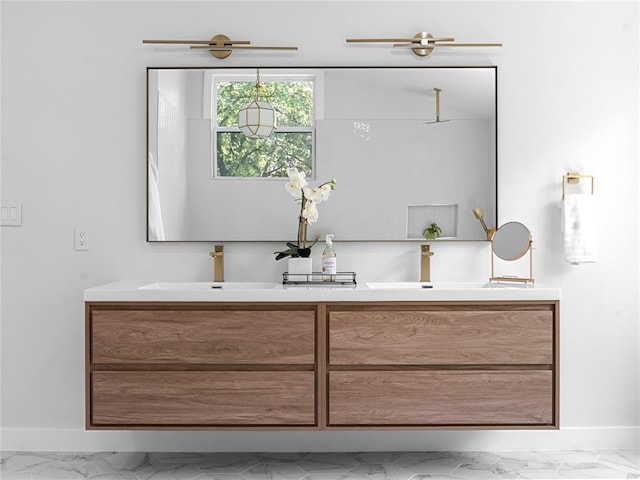 2004 N Cuernavaca Dr, Austin, TX 78733 - bathroom with marble finish floors and double vanity
