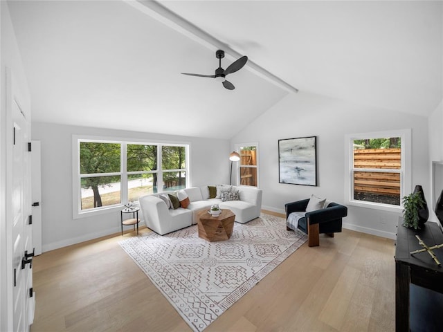 2004 N Cuernavaca Dr, Austin, TX 78733 - living room featuring light wood-style floors, a ceiling fan, and baseboards