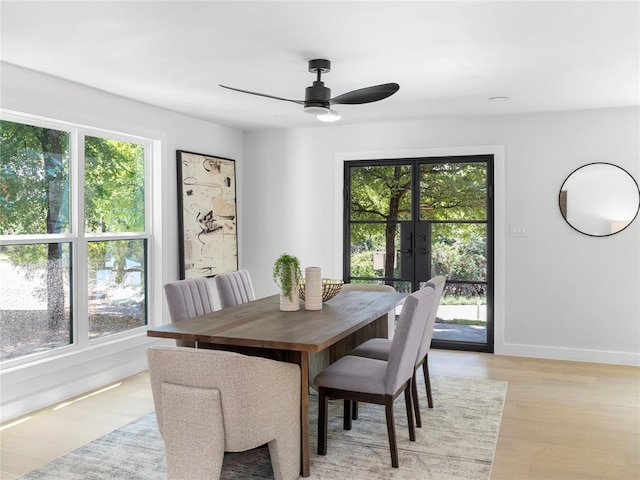 2004 N Cuernavaca Dr, Austin, TX 78733 - dining space with french doors, light wood-type flooring, ceiling fan, and baseboards