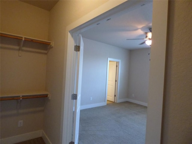 918 Crystal Brook Cv, New Braunfels, TX 78130 - walk in closet featuring a ceiling fan and carpet floors