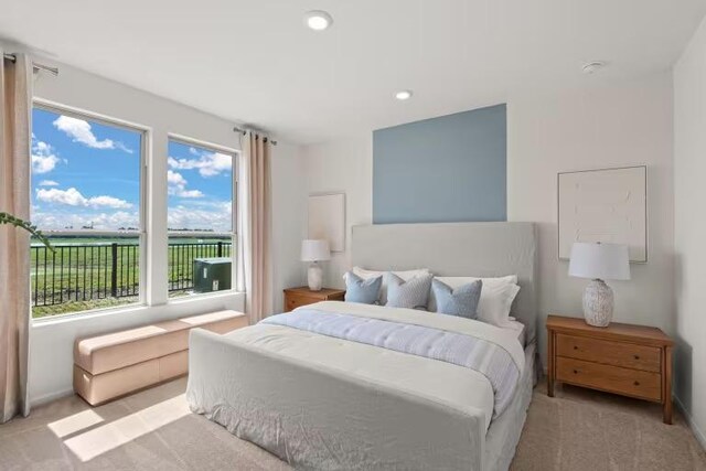 553 Tailwind Dr, Kyle, TX 78640 - bedroom featuring light colored carpet and recessed lighting