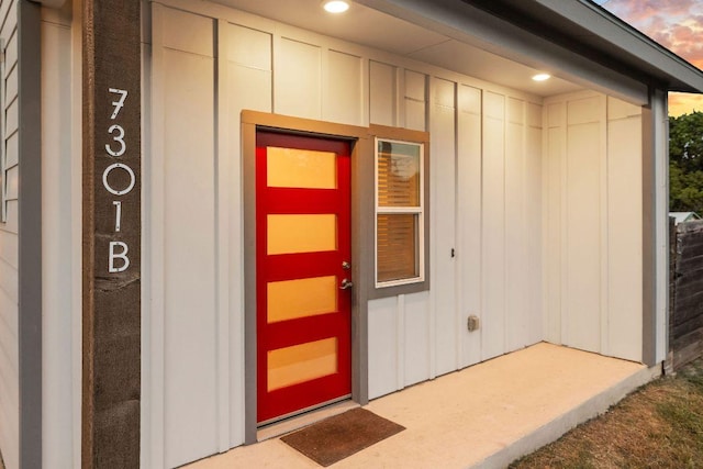 7301 Providence Ave Unit B, Austin, TX 78752 - entrance to property featuring board and batten siding