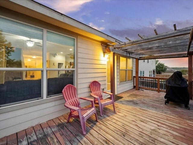 362 Maple Way, New Braunfels, TX 78132 - deck at dusk with a pergola and a grill