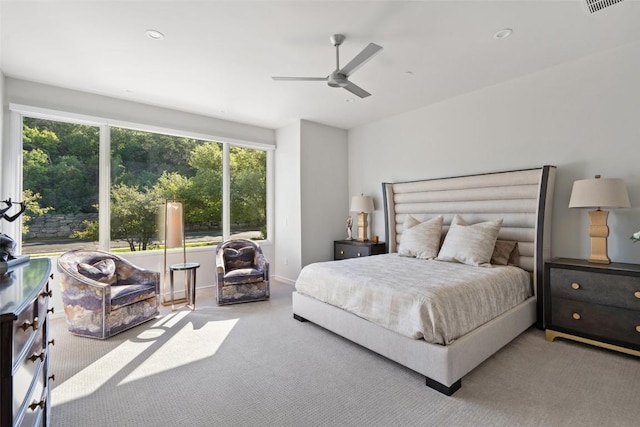 2551 Waymaker Way, Austin, TX 78746 - bedroom with carpet and a ceiling fan