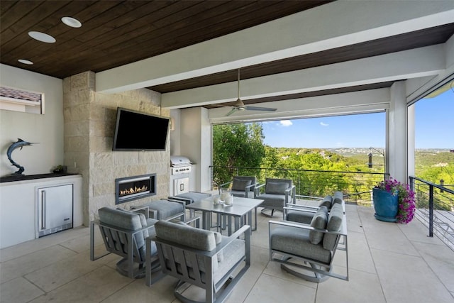 2551 Waymaker Way, Austin, TX 78746 - view of patio with ceiling fan and an outdoor living space