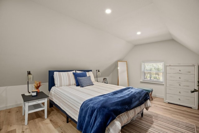 10705 Oak Valley Ct, Austin, TX 78736 - bedroom with lofted ceiling, light wood-style flooring, and recessed lighting
