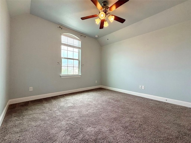 1902 Aves Cv, Pflugerville, TX 78660 - carpeted empty room with lofted ceiling, ceiling fan, and baseboards