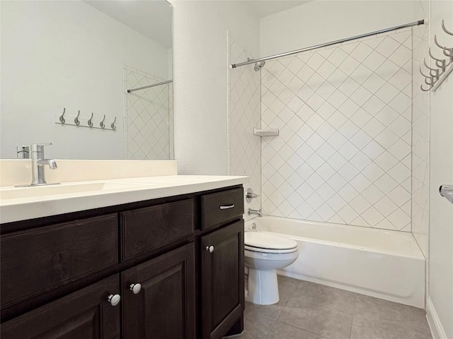 1902 Aves Cv, Pflugerville, TX 78660 - full bathroom featuring toilet, tile patterned flooring, washtub / shower combination, and vanity