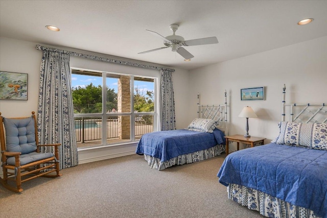 137 Firebird St, Lakeway, TX 78734 - carpeted bedroom with recessed lighting and ceiling fan