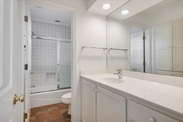 137 Firebird St, Lakeway, TX 78734 - full bathroom featuring vanity, bath / shower combo with glass door, and recessed lighting