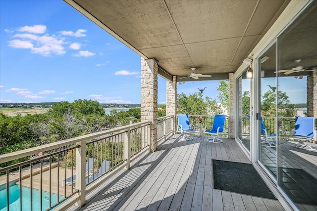 137 Firebird St, Lakeway, TX 78734 - wooden deck featuring a ceiling fan