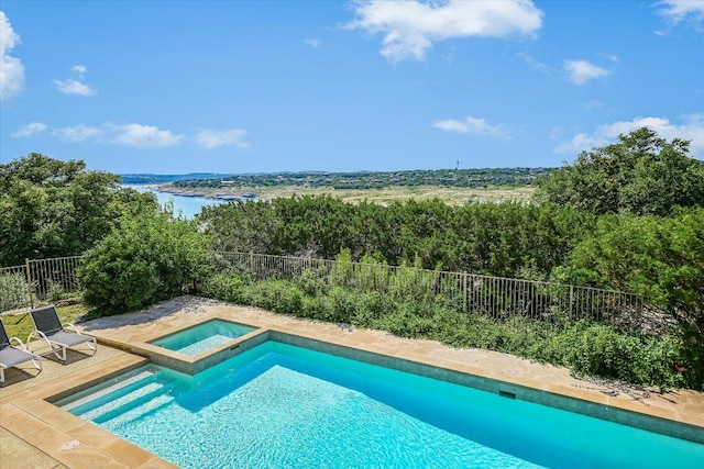 137 Firebird St, Lakeway, TX 78734 - view of pool featuring an in-ground hot tub and a fenced backyard
