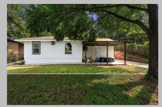 2403 Little John Ln, Austin, TX 78704 - ranch-style home featuring a ceiling fan and a patio area