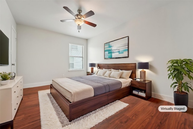 100 Blanco Woods Blvd, Elgin, TX 78621 - bedroom with baseboards, wood finished floors, and a ceiling fan