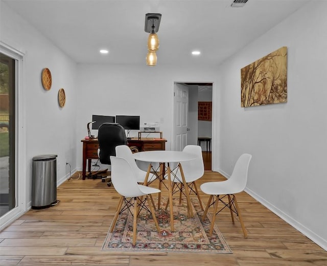 122 W Sierra Cir, San Marcos, TX 78666 - office area with light wood-type flooring, baseboards, and recessed lighting