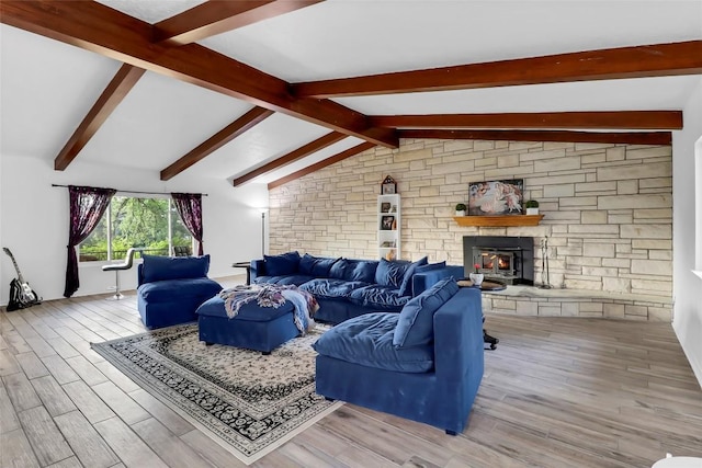 122 W Sierra Cir, San Marcos, TX 78666 - living room with wood finished floors and a fireplace