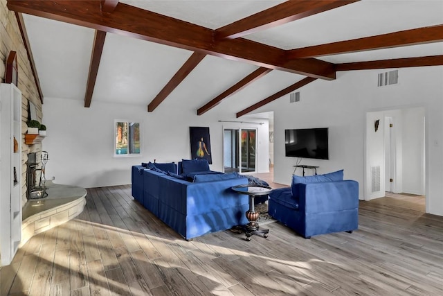 122 W Sierra Cir, San Marcos, TX 78666 - living area featuring wood finished floors and a fireplace