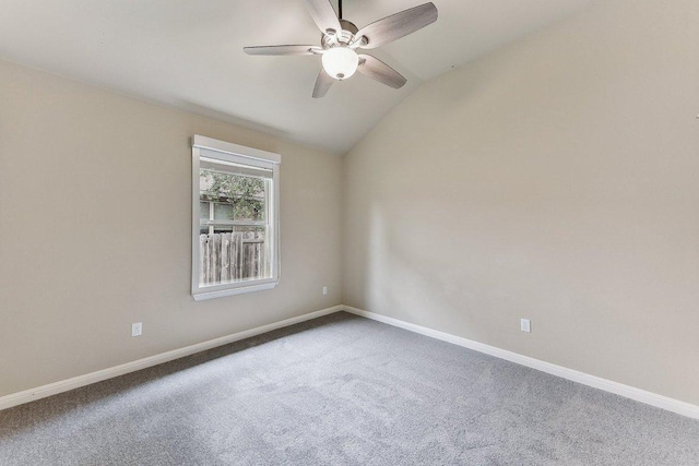 190 Stone View Trl, Austin, TX 78737 - unfurnished room with a ceiling fan, carpet floors, and lofted ceiling