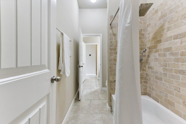 190 Stone View Trl, Austin, TX 78737 - full bath featuring tile patterned floors and shower / bath combination with curtain