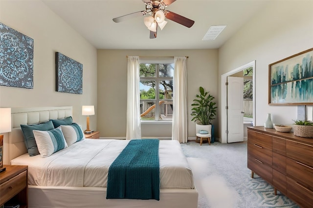 190 Stone View Trl, Austin, TX 78737 - bedroom with carpet flooring, ceiling fan, and ensuite bathroom
