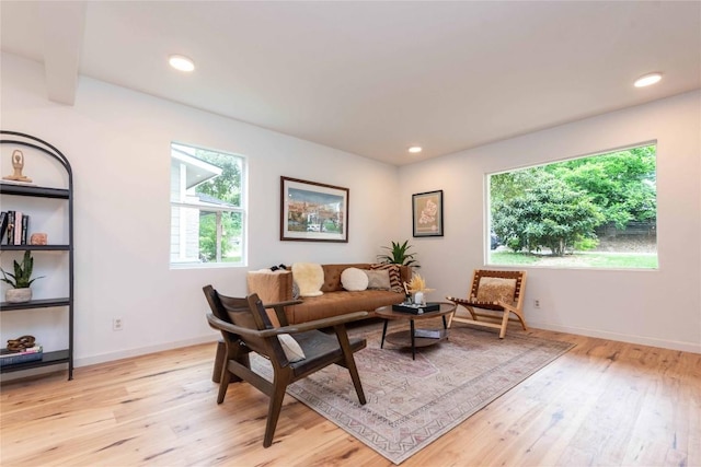 3801 Wilson St, Austin, TX 78704 - living room with light wood-type flooring, baseboards, and recessed lighting