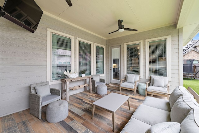 509 Leon Loop, Liberty Hill, TX 78642 - view of patio featuring an outdoor hangout area and ceiling fan