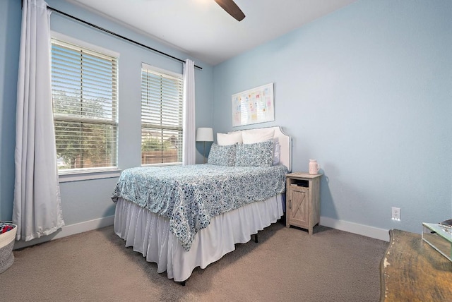 509 Leon Loop, Liberty Hill, TX 78642 - carpeted bedroom featuring multiple windows, baseboards, and ceiling fan