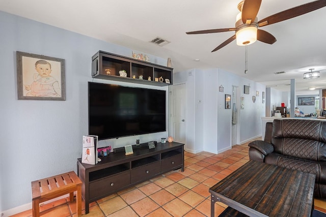 101 Texas Ash Cv, Manchaca, TX 78652 - living area with ceiling fan, baseboards, and light tile patterned floors