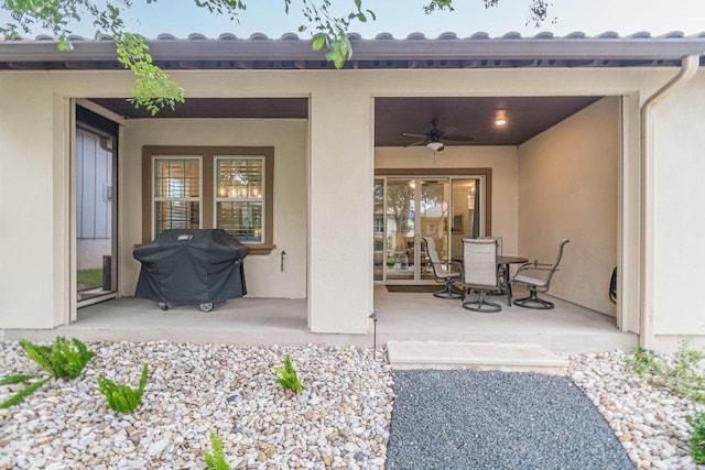 213 Sowing Oak Dr, San Marcos, TX 78666 - view of patio / terrace with a grill and a ceiling fan