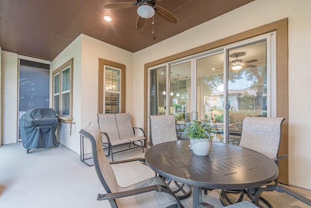 213 Sowing Oak Dr, San Marcos, TX 78666 - view of patio with ceiling fan and grilling area
