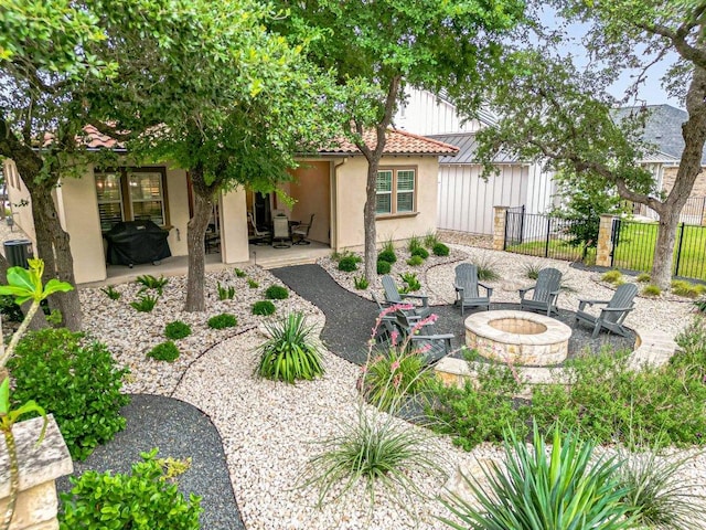213 Sowing Oak Dr, San Marcos, TX 78666 - view of patio / terrace featuring an outdoor fire pit