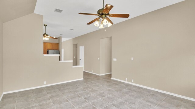 1803 Shooting Star Cv, Cedar Park, TX 78613 - spare room featuring ceiling fan, vaulted ceiling, and baseboards