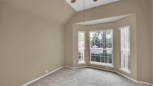 1803 Shooting Star Cv, Cedar Park, TX 78613 - spare room with ceiling fan, carpet floors, baseboards, and vaulted ceiling