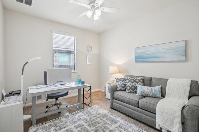 2228 Hilltop Climb Dr, Leander, TX 78641 - office area featuring carpet and a ceiling fan