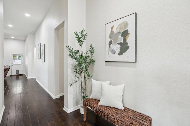 2228 Hilltop Climb Dr, Leander, TX 78641 - corridor with recessed lighting, dark wood-type flooring, and baseboards