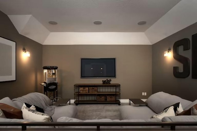 508 Canyoncrest Way, Liberty Hill, TX 78642 - cinema room featuring a raised ceiling