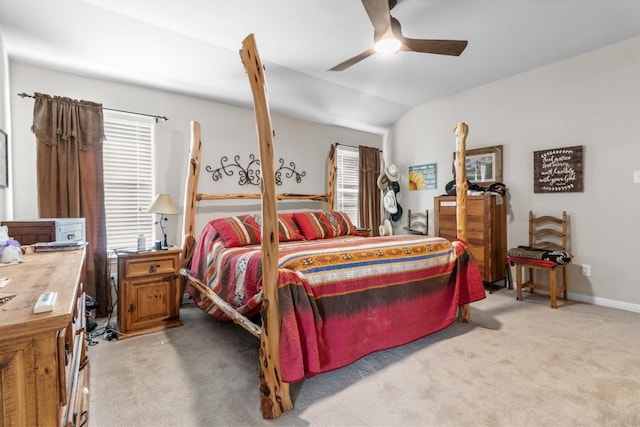 1115 Henderson Dr, Leander, TX 78641 - bedroom with light carpet, lofted ceiling, and ceiling fan