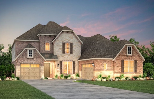 3321 Mongolian Dr, Leander, TX 78641 - french provincial home with driveway, brick siding, stone siding, and a garage