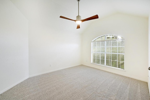 6116 Pebble Garden Ct, Austin, TX 78739 - carpeted spare room featuring vaulted ceiling, ceiling fan, and baseboards