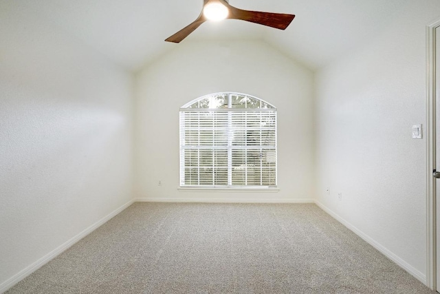 6116 Pebble Garden Ct, Austin, TX 78739 - carpeted spare room with ceiling fan, baseboards, and lofted ceiling