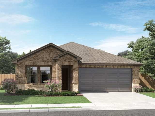 3067 Pike Dr, New Braunfels, TX 78132 - view of front of home with brick siding, concrete driveway, an attached garage, and roof with shingles