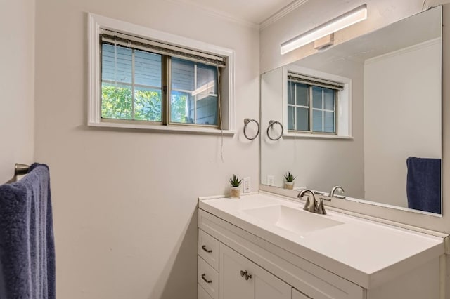 1202 Loma Dr, Austin, TX 78741 - bathroom with vanity and crown molding
