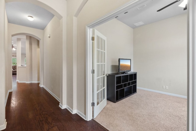 1610 Discovery Blvd, Cedar Park, TX 78613 - hallway with arched walkways and wood finished floors