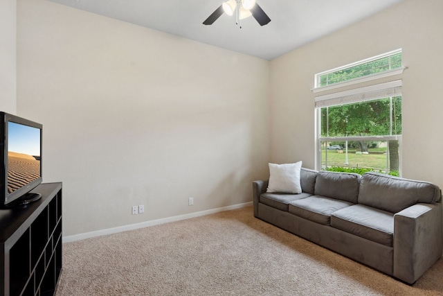 1610 Discovery Blvd, Cedar Park, TX 78613 - carpeted living room with ceiling fan and baseboards