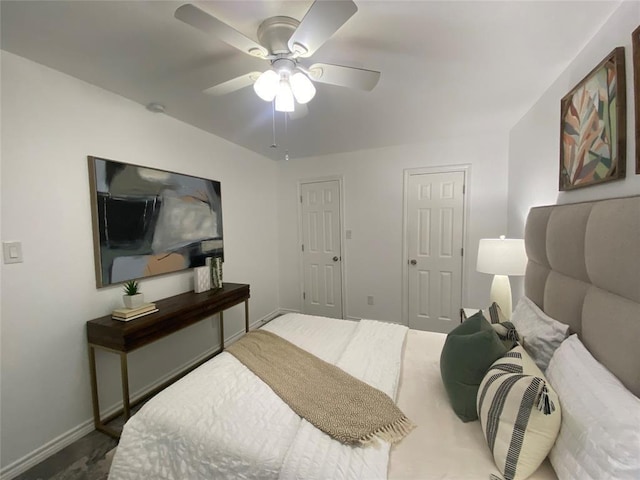 3819 Southway Dr, Austin, TX 78704 - bedroom with baseboards, ceiling fan, and carpet floors