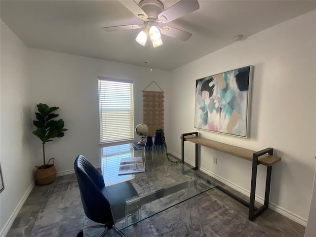 3819 Southway Dr, Austin, TX 78704 - office area featuring baseboards and a ceiling fan