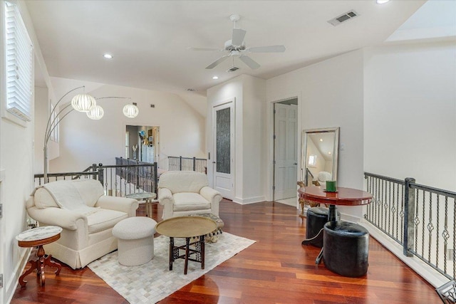 6012 Messenger Stake, Austin, TX 78746 - living room with wood finished floors, a ceiling fan, recessed lighting, and baseboards